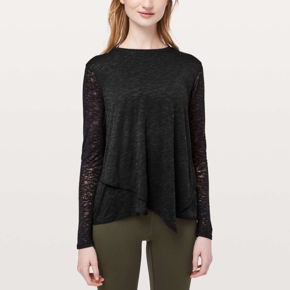 Lululemon Sweetest Day Long Sleeve Burnout Black SZ 4